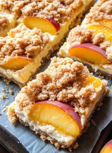 Peach Cobbler Cheesecake Bars