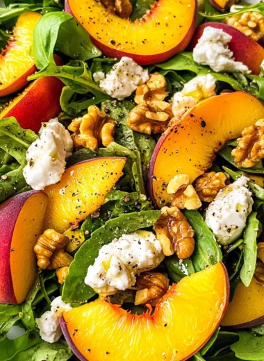 Peach Salad with Basil and Goat Cheese