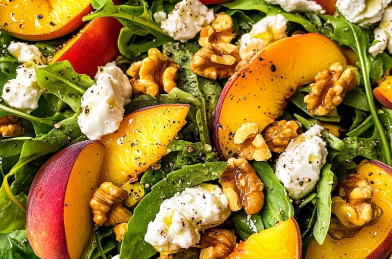Peach Salad with Basil and Goat Cheese