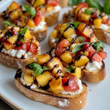 Quick Peach Bruschetta with Whipped Ricotta