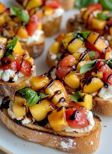 Quick Peach Bruschetta with Whipped Ricotta