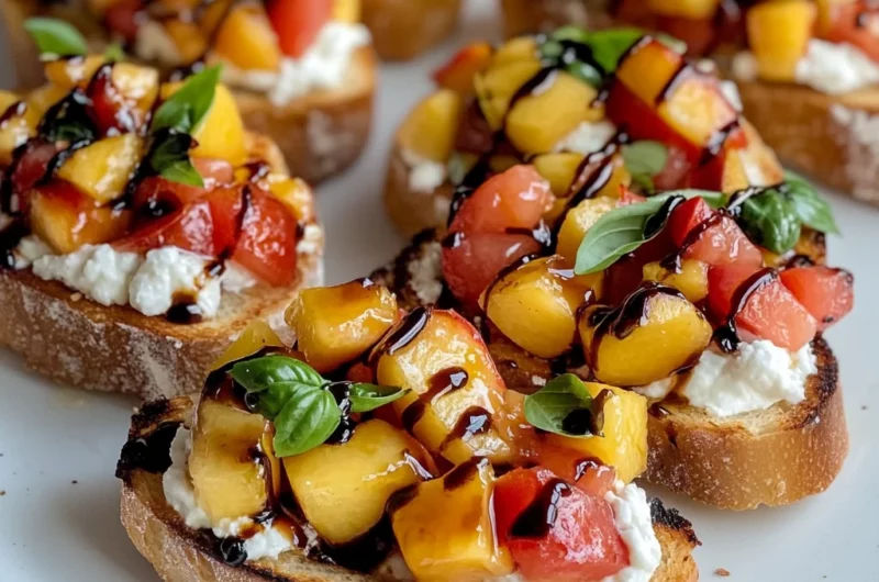Quick Peach Bruschetta with Whipped Ricotta