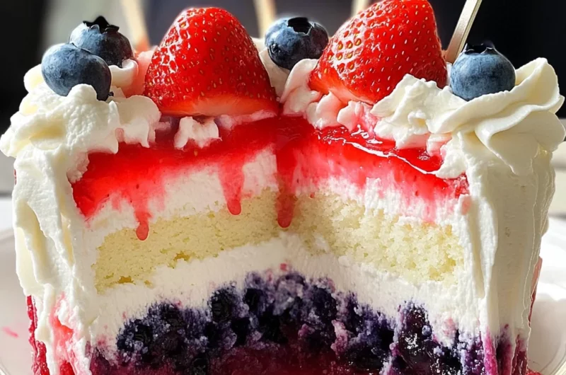 Red, White & Blueberry Poke Cake