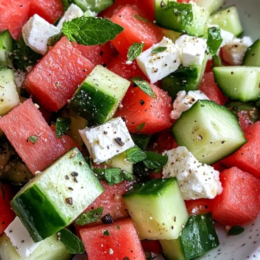 SIMPLE Watermelon + Cucumber + Feta Salad