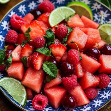 Watermelon Fruit Salad with Lime Mint Dressing