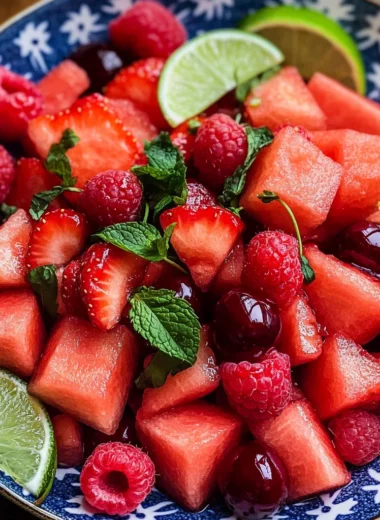 Watermelon Fruit Salad with Lime Mint Dressing