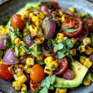 Charred Corn Avocado Salad with Roasted Red Onions
