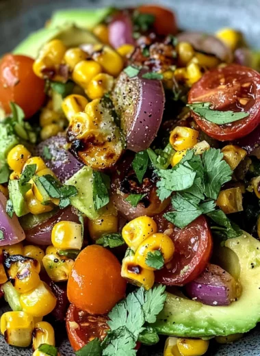 Charred Corn Avocado Salad with Roasted Red Onions