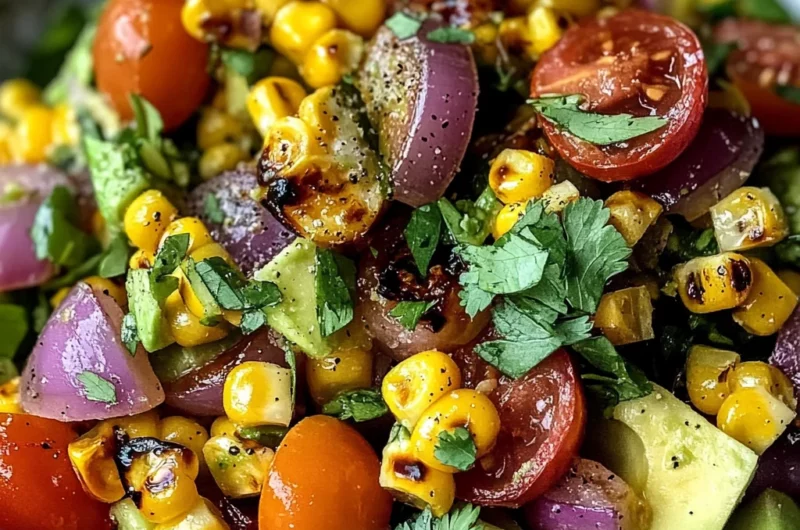 Charred Corn Avocado Salad with Roasted Red Onions