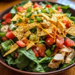 Chicken Taco Salad with Spinach, Tomatoes, and Cheddar