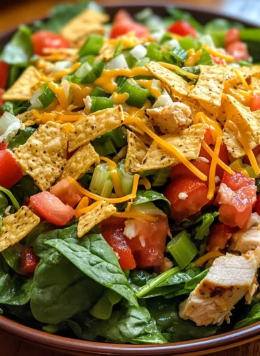 Chicken Taco Salad with Spinach, Tomatoes, and Cheddar
