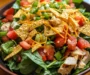 Chicken Taco Salad with Spinach, Tomatoes, and Cheddar