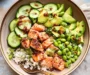 Crispy Rice Salmon Cucumber Salad with Creamy Asian Dressing
