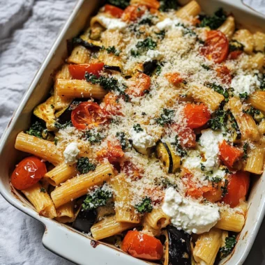 Eggplant Pasta Bake With Tomato & Zucchini