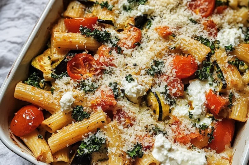 Eggplant Pasta Bake With Tomato & Zucchini