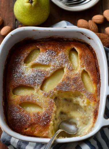 French Almond Pear Gratin (Gluten-free)