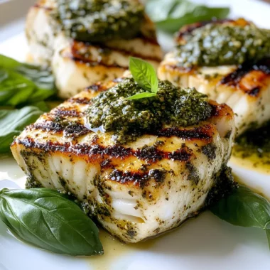 Grilled Halibut with Pesto Sauce Recipe