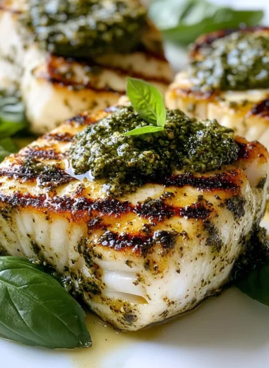Grilled Halibut with Pesto Sauce Recipe