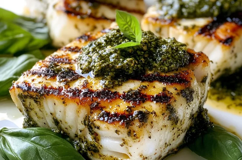 Grilled Halibut with Pesto Sauce Recipe