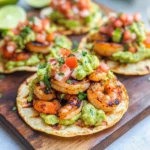 Grilled Shrimp Tostadas with Guacamole & Pico de Gallo