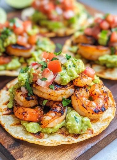 Grilled Shrimp Tostadas with Guacamole & Pico de Gallo