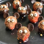 Halloween Dessert - Strawberry and Chocolate fudge mice