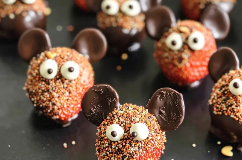 Halloween Dessert - Strawberry and Chocolate fudge mice