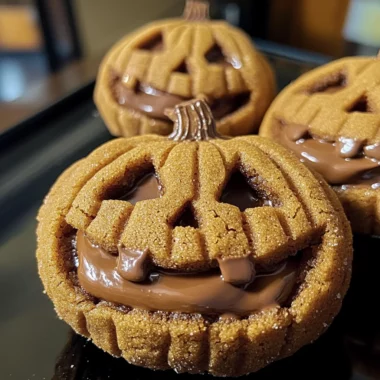 Milk Chocolate Stuffed Jack-O'-Lantern Cookies