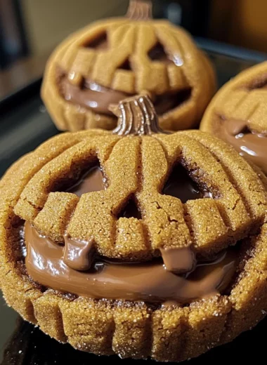Milk Chocolate Stuffed Jack-O'-Lantern Cookies