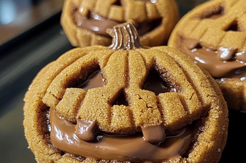 Milk Chocolate Stuffed Jack-O'-Lantern Cookies