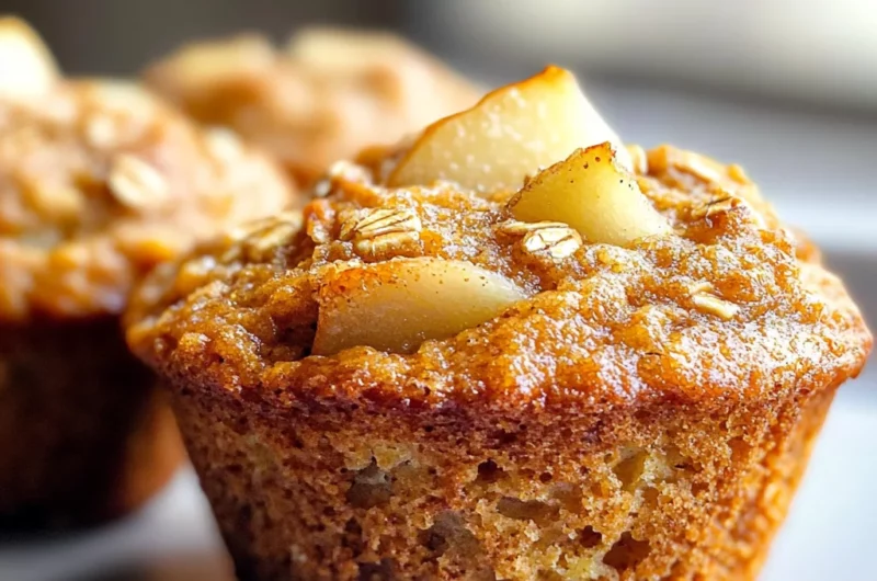 Pear Cardamom Oatmeal Muffins