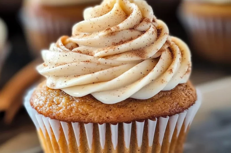 Pumpkin Cupcakes with Cinnamon Cream Cheese Frosting