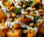 Roasted Pumpkin with Lemon Yogurt Sauce and Pine Nuts