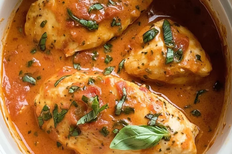 Slow Cooker Creamy Tomato Basil Chicken