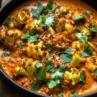 Spice-Roasted Cauliflower in Coconut Tomato Sauce with Lentils