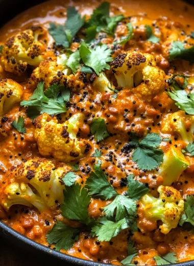 Spice-Roasted Cauliflower in Coconut Tomato Sauce with Lentils