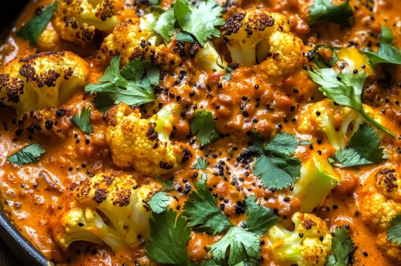 Spice-Roasted Cauliflower in Coconut Tomato Sauce with Lentils