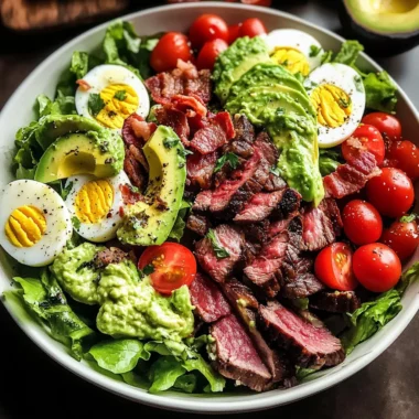 Steak Cobb Salad with Creamy Avocado Dressing {Whole30, Keto}