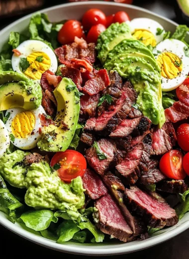 Steak Cobb Salad with Creamy Avocado Dressing {Whole30, Keto}