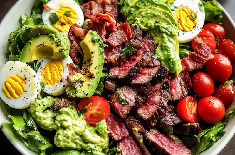 Steak Cobb Salad with Creamy Avocado Dressing {Whole30, Keto}