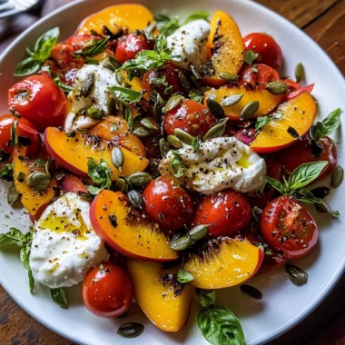 Tomato, Peach, and Burrata Salad