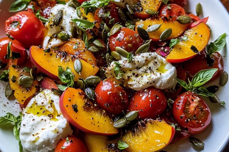 Tomato, Peach, and Burrata Salad