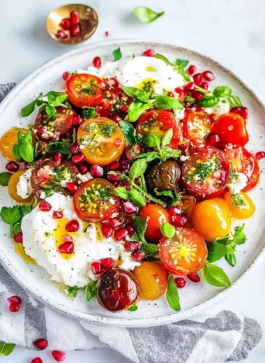 Tomato Pomegranate Burrata Salad