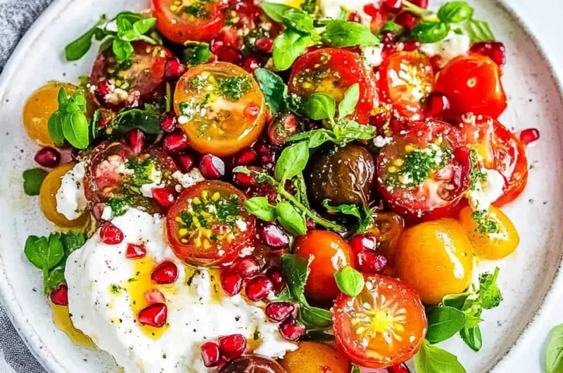 Tomato Pomegranate Burrata Salad