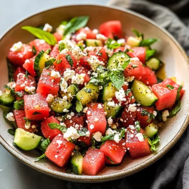 Watermelon Basil Salad with Feta
