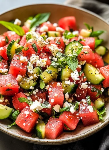Watermelon Basil Salad with Feta