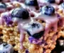 Blueberry Rice Krispies Treats with Vanilla Glaze