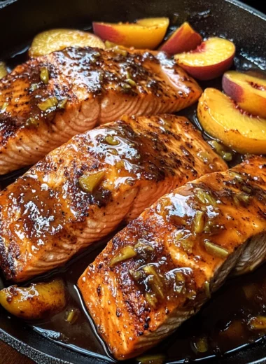 Bourbon Peach Roasted Salmon