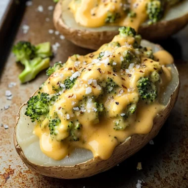 Cheesy Baked Potatoes with Broccoli Cheese Sauce