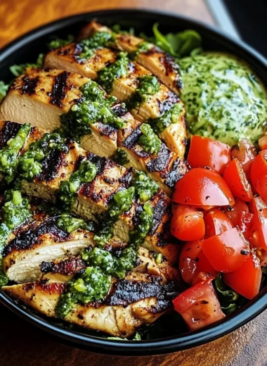 Chimichurri Grilled Chicken Bowl with Garlic Sauce